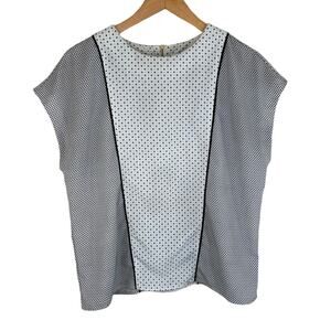 Express Womens Cap Sleeve Geometric Blouse Black White Small Career Office Work